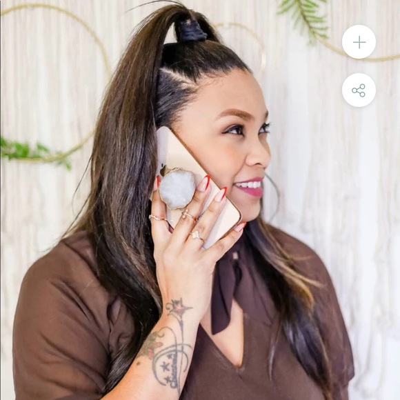 New Gold Edged White Druzy Agate Phonegrip - Picture 4 of 5